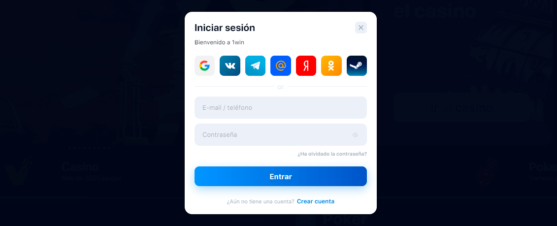 Inicio de sesión en 1Win