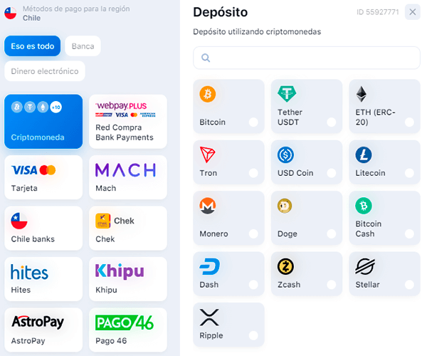 1Win Métodos de depósito Métodos de depósito en 1Win