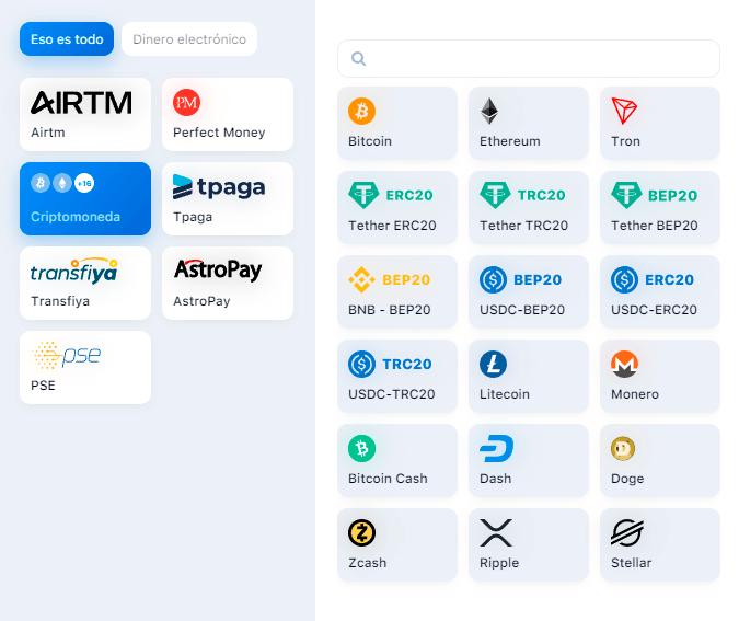 Seleccionar un método de pago